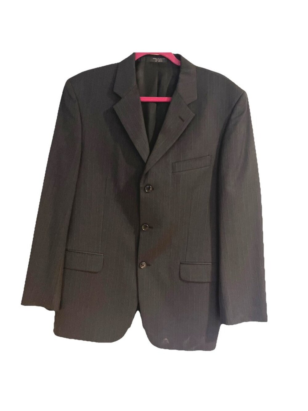 Jones New York 40RWool 3 Button Dark Charcoal Striped Suit Blazer Jacket
